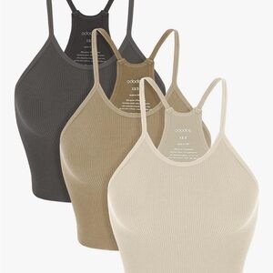 Ribbed Tank Trio - Black, Tan, Cream